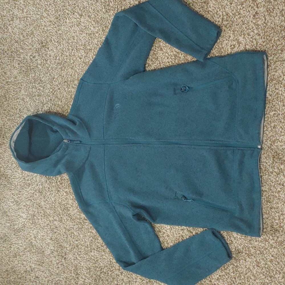 The North Face Men's Teal Blue Fleece Jacket Hoodie Size Large